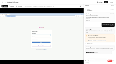 Live cloud browser on the left side of Builder