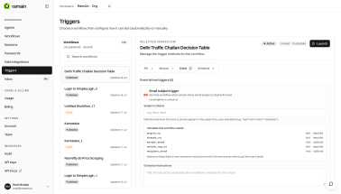 Selected workflow trigger settings